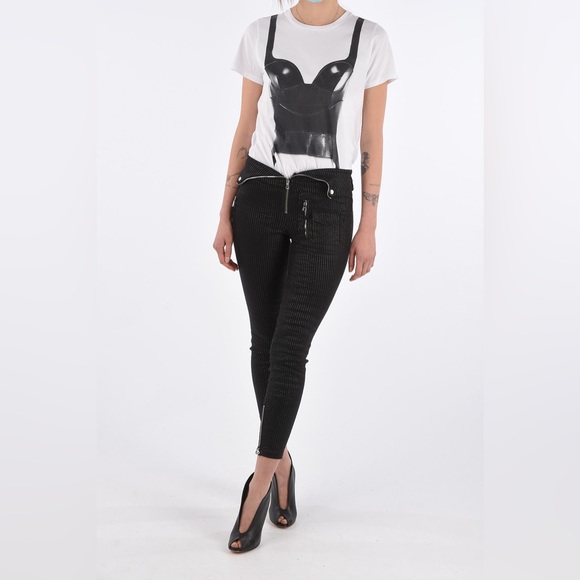 RTA SLIM FIT PINSTRIPE PANTS WITH ANKLE ZIP IN BLACK - Picture 5 of 11